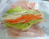 鳥むね肉の野菜ときのこの彩りロール♡作り方1写真