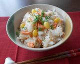 大根菜入り★塩鮭と銀杏の炊き込みご飯作り方6写真