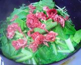 水菜と小松菜と牛肉のアッサリ煮作り方5写真