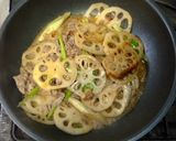 れんこんと牛肉の甘辛炒めwithﾀﾏｺﾞ作り方8写真
