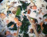 鮭のほうれん草きのこクリームパスタ作り方6写真