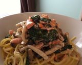 鮭のほうれん草きのこクリームパスタ作り方11写真