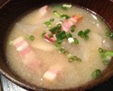 里芋とベーコンのお味噌汁作り方7写真