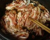 節約めし♪豚肉、もやし、豆腐のすき焼き丼作り方2写真
