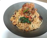 茄子とほうれん草と海老のパスタ作り方4写真