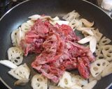 牛肉とレンコンの甘辛どんぶり作り方6写真