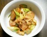 魚肉ソーセージニラキムチ炒め作り方5写真