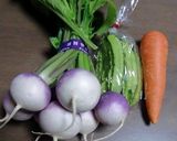 四角まめ＋かぶ＋人参の、温野菜サラダ作り方1写真
