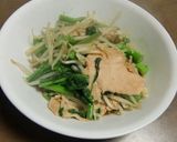 菜心＋もやし+豚肉のごま油いため作り方4写真