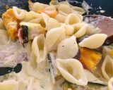かぼちゃときのこのクリームパスタ作り方6写真