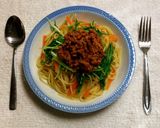 シャキシャキ水菜と人参の肉味噌パスタ作り方6写真