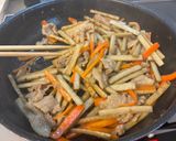 豚肉とゴボウとニンジンの甘酢炒め。作り方6写真