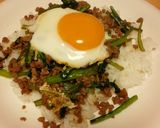 小松菜と豚挽肉の簡単ご飯作り方7写真