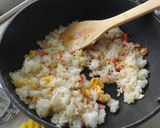 [簡単]チンゲン菜とカニの炒飯作り方3写真