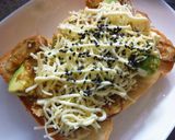 椎茸×アボカドの海苔わさび鰹トースト作り方4写真