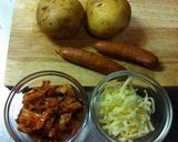 【家の食材で】ポテトとキムチのチーズ焼き作り方1写真