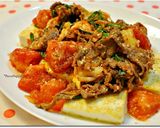 トマト牛肉のキムチ炒めのっけ豆腐ステーキ作り方5写真