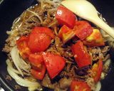 牛肉とトマトのすき焼き風の炒め物作り方4写真