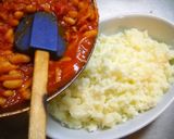 お豆のトマト煮を載せたマッシュポテト作り方4写真