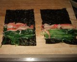 お弁当に水菜とかにかまのり巻き作り方2写真