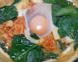 ほうれん草、餃子、キムチで鍋焼きうどん作り方10写真