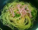 ハムとグリーンピースのカルボナーラ風スパ作り方3写真