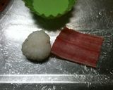 キャラ弁　サンタ帽子の女の子作り方2写真