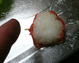 キャラ弁　サンタ帽子の女の子作り方3写真