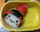 キャラ弁　サンタ帽子の女の子作り方4写真