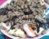 おこげの替わりにエビせん！麻婆茄子餡かけ作り方10写真