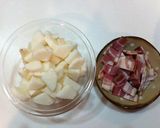 中華風♡♥長芋&ベーコンの炊き込み御飯作り方1写真