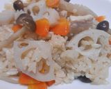 若鶏のこま切れとレンコンの炊き込みご飯作り方13写真