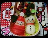 キャラ弁　サンタさんとゆきだるま作り方3写真