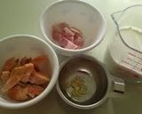 ＊ホットミルク＊鮭とベーコンの温かパスタ作り方1写真