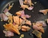 ＊ホットミルク＊鮭とベーコンの温かパスタ作り方4写真