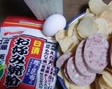 カイワレとポテチ入り、お花のお好み焼き✿作り方1写真