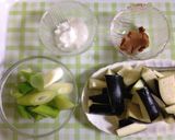 ヘルシー ゆで茄子と長ネギの味噌和え作り方1写真