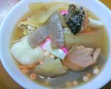 ♪我が家流いつでも旨い新巻鮭入お雑煮♪　作り方8写真