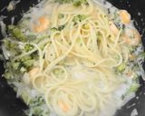 海老とブロッコリーのミルクスープパスタ作り方6写真