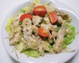 レンジで簡単☆蒸し鶏のゴマだれサラダ作り方6写真