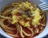 ふわふわ卵乗せ☆彡トマト鍋〆スパ作り方3写真