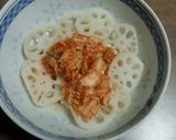 レンコン・鶏肉・キムチの、卵とじ作り方3写真