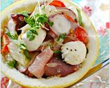 チーズとタコ春菊のグレフルカップサラダ作り方6写真