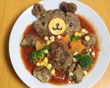 野菜のドレスを着たクマちゃんハンバーグ♡作り方8写真