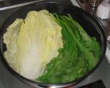 [簡単]白菜と春菊の湯引きごまポン和え作り方1写真