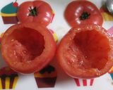 【トマトのチーズ焼き】そぼろ＆温泉卵入り作り方3写真