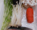 ブリとブナピーの炊き込みご飯・水菜のせ作り方1写真