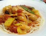 油無しで簡単☆トマトカレーのスープパスタ作り方6写真