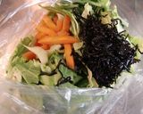 春キャベツ＋人参＋昆布の佃煮、レンジ料理作り方3写真