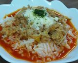 キムチの素で　煮込みねぎバーグ作り方13写真